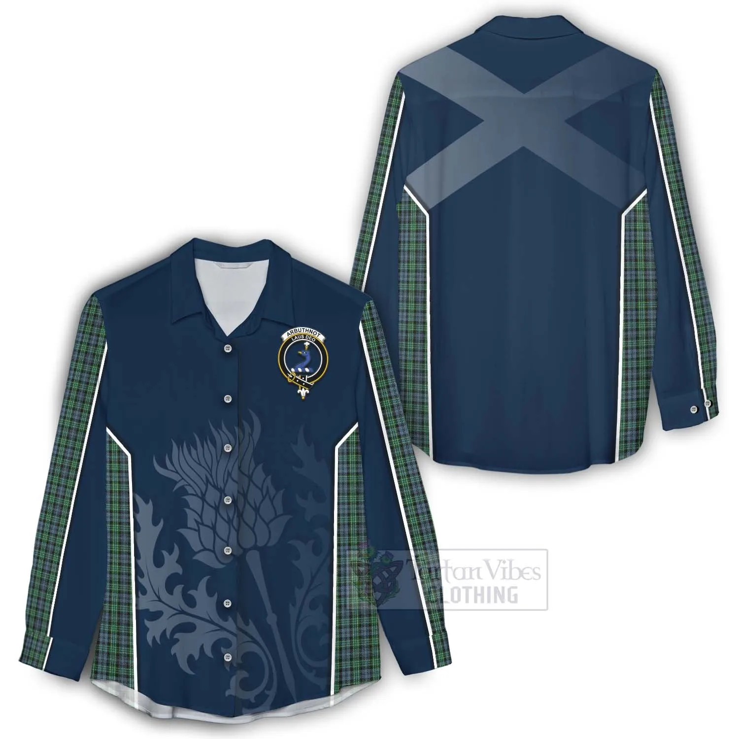 Arbuthnot Tartan Women's Casual Shirt with Family Crest and Scottish Thistle Vibes Sport Style