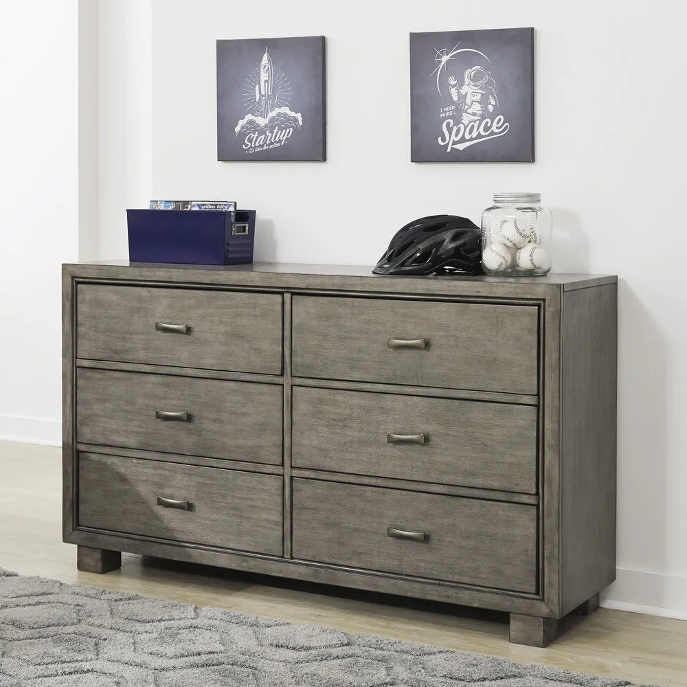 Arnett Gray Wood 6-Drawer Dresser