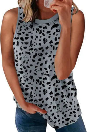 Biucly Womens Summer Crewneck Tank Top Casual Loose Sleeveless Tops Shirts