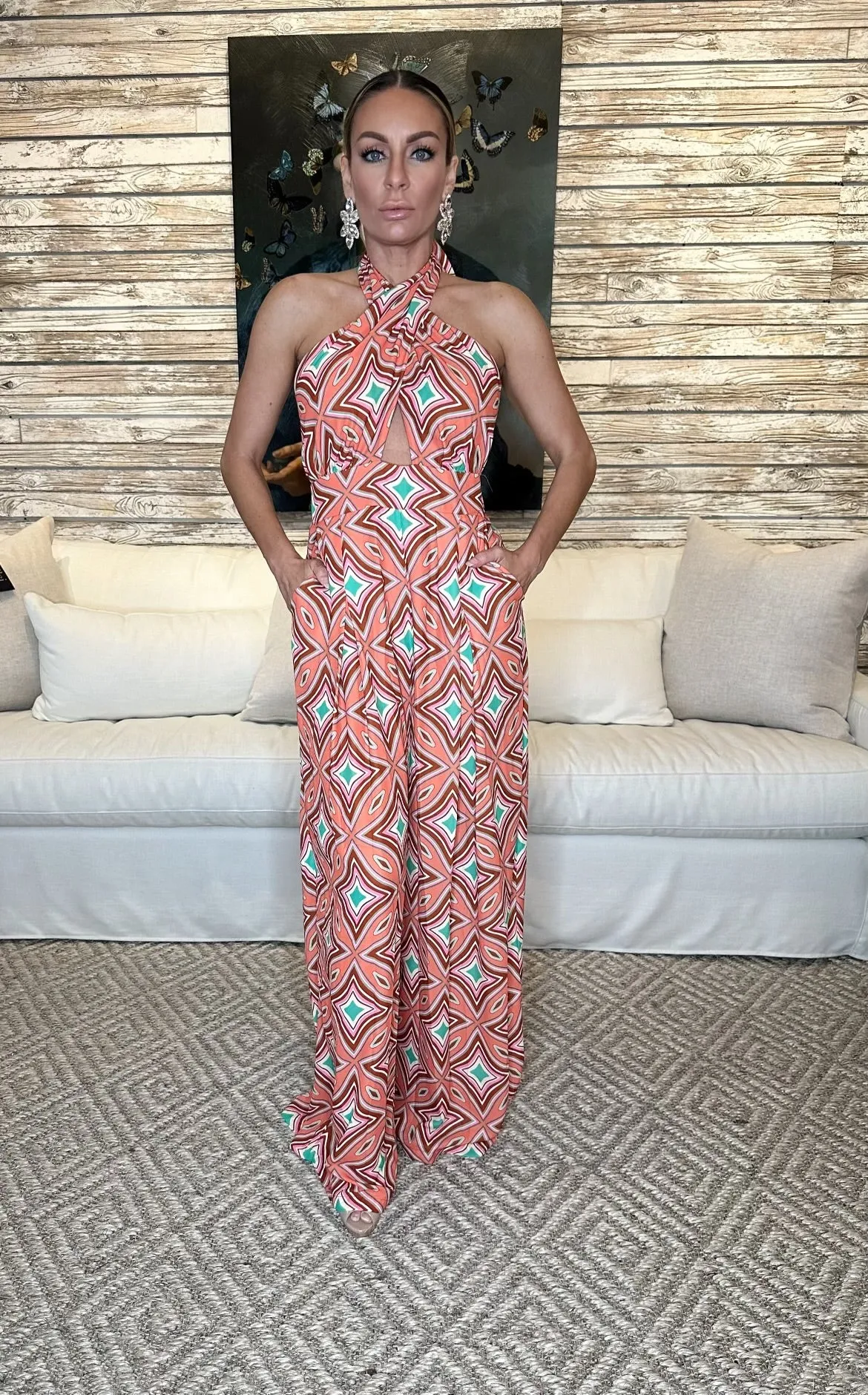 Bryony abstract Printed Woven Jumpsuit
