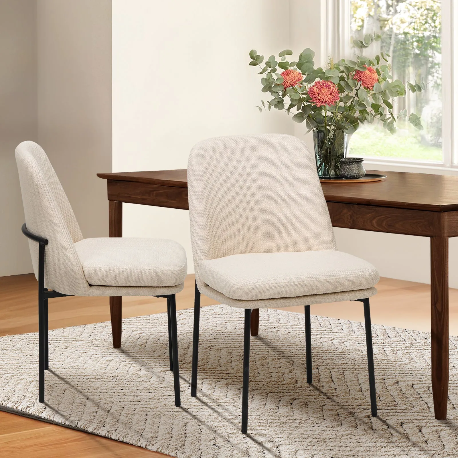 COLAMY Modern Curved Back Dining Chairs with Metal Legs Model.5131