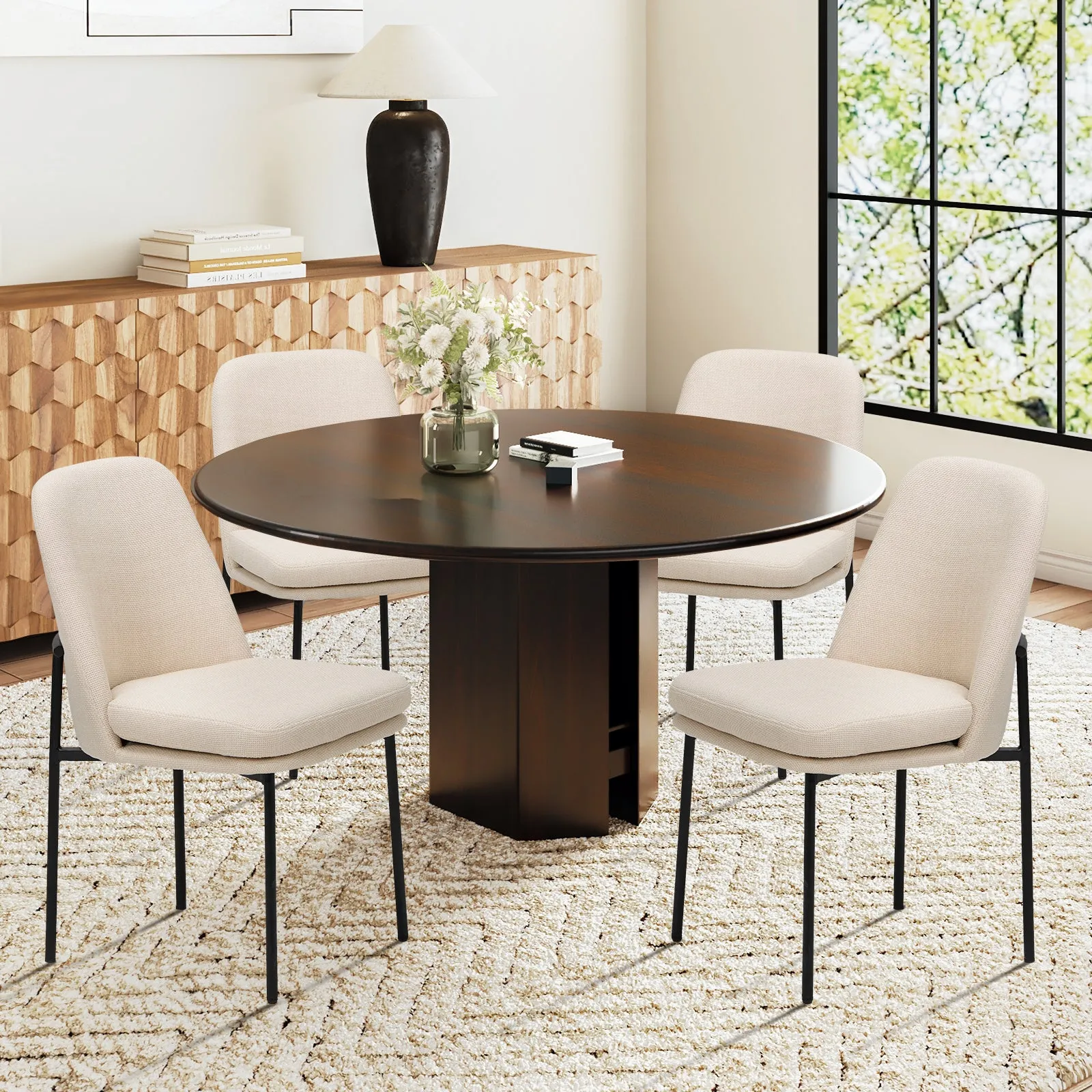 COLAMY Modern Curved Back Dining Chairs with Metal Legs Model.5131
