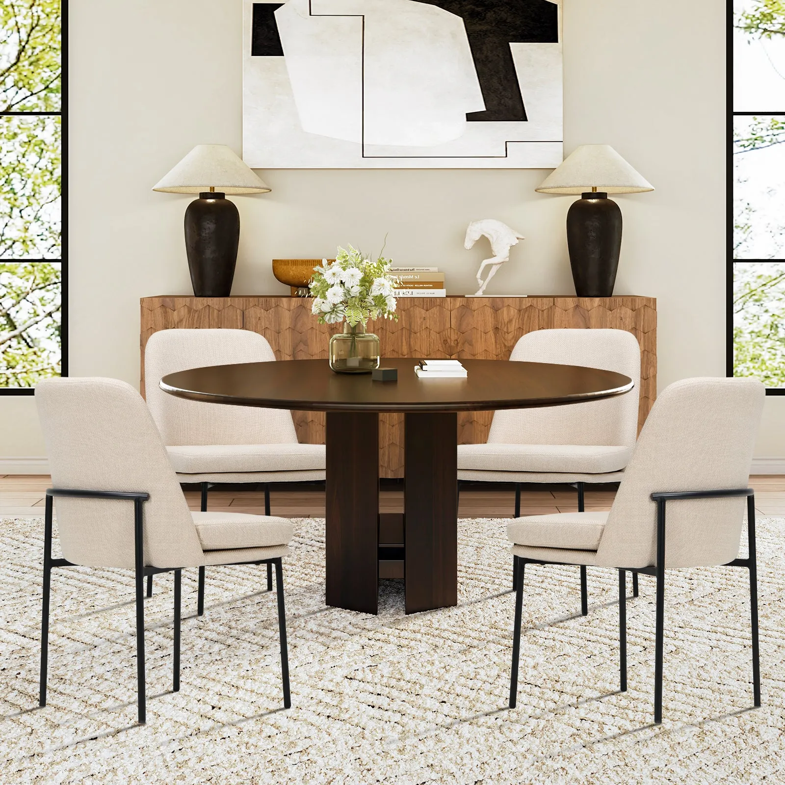 COLAMY Modern Curved Back Dining Chairs with Metal Legs Model.5131