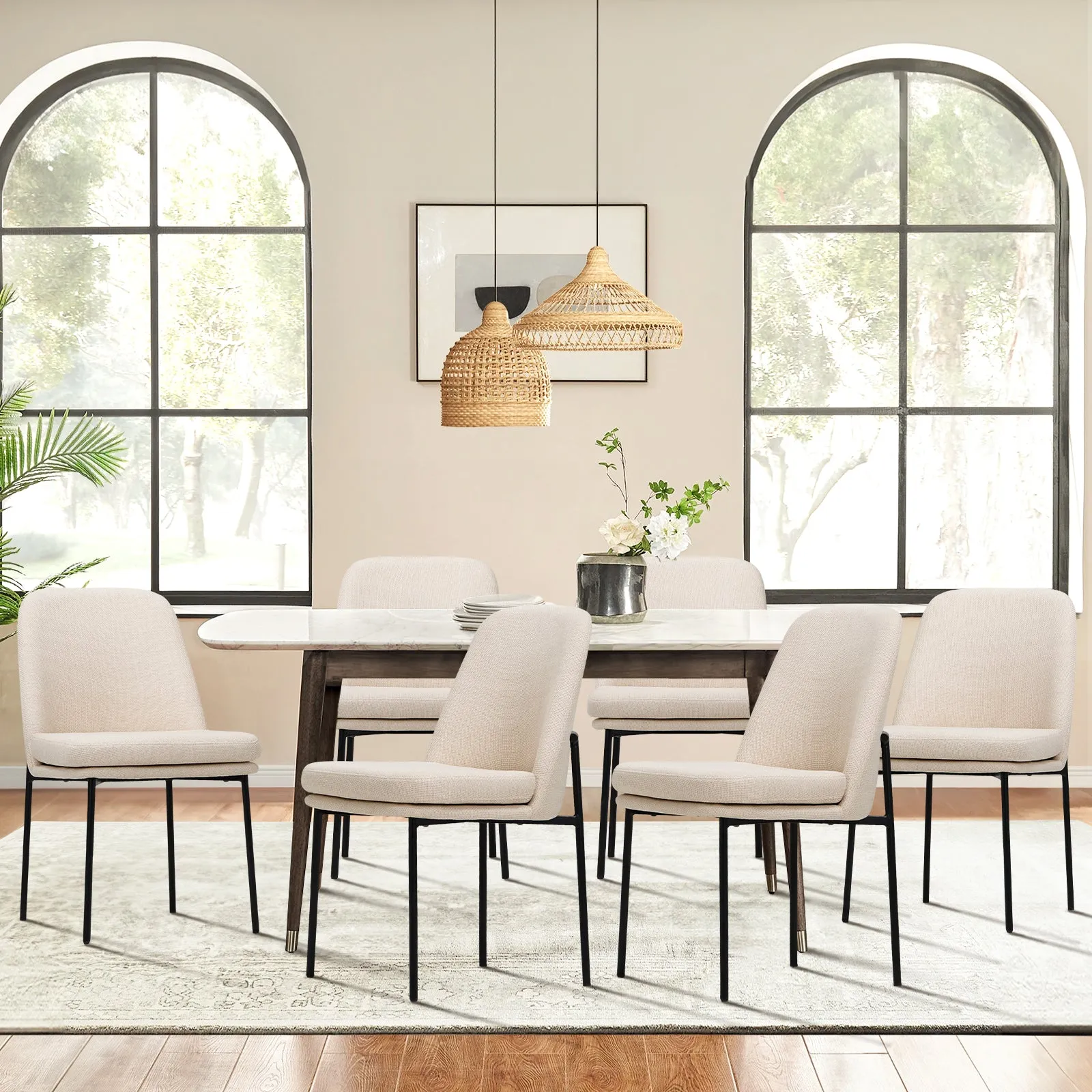 COLAMY Modern Curved Back Dining Chairs with Metal Legs Model.5131