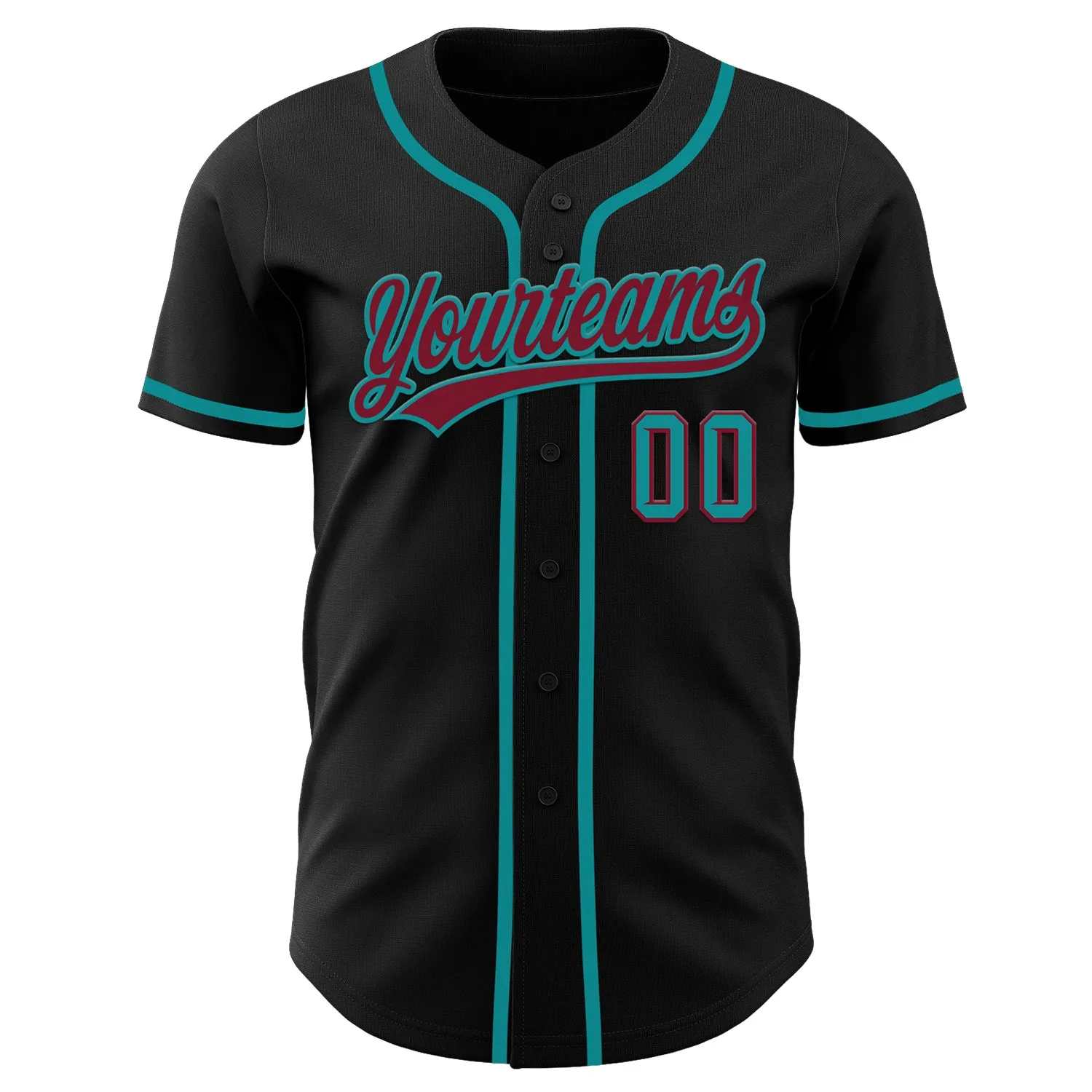 Custom Black Crimson-Teal Authentic Baseball Jersey