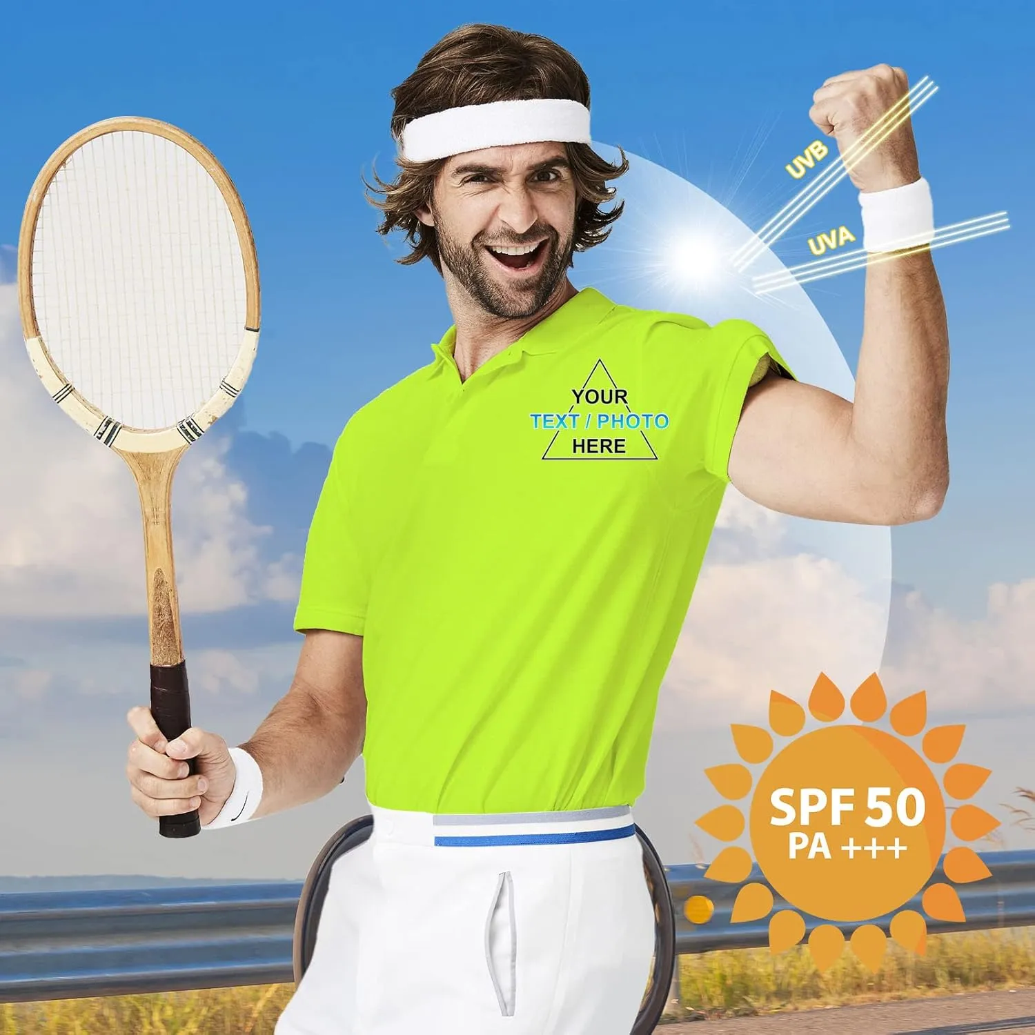 Custom T Shirt Polo for Men Design Your Own Personalized Customized Golf Tee Embroidered Text Photo Logo