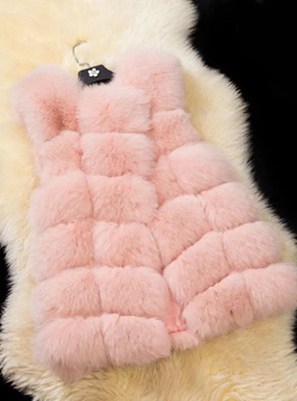 Faux Fox Warm Women Coat Vests Winter Furs