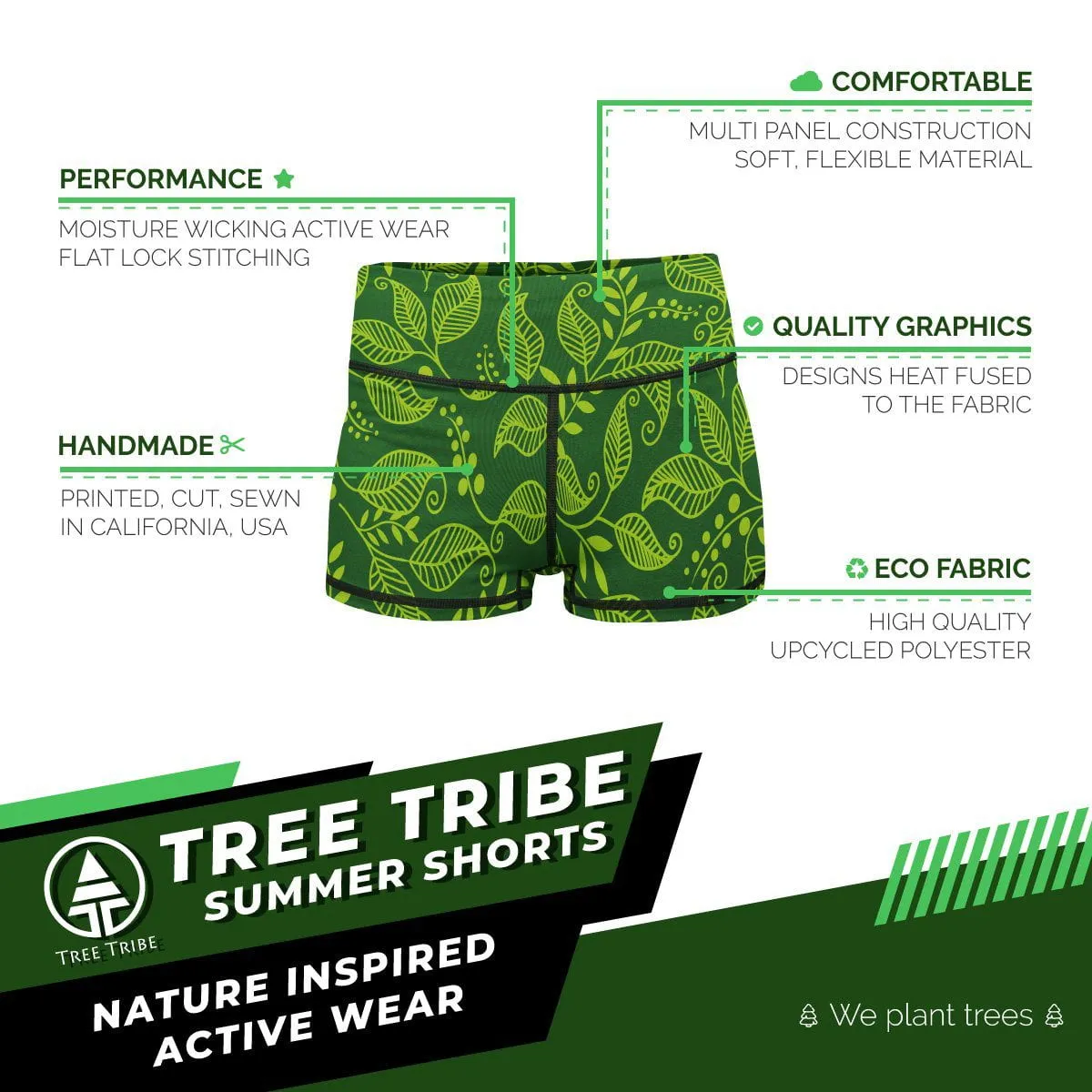 Green Leaf Yoga Shorts