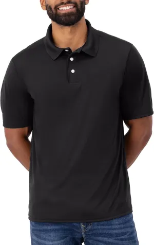 Hanes mens Hanes Men's Cooldri Short Sleeve Performance polo shirts, Black, Large US