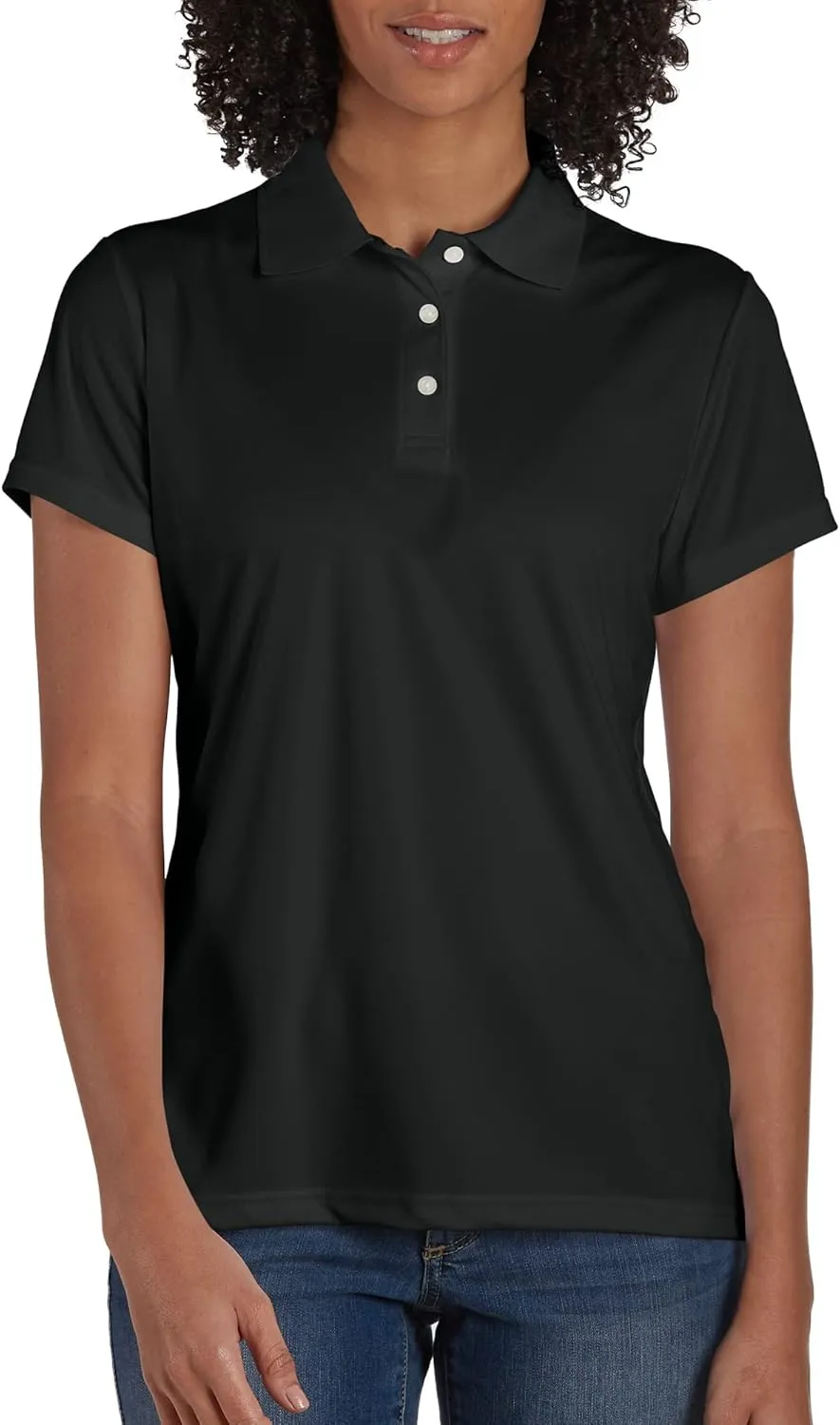Hanes womens Sport Cool Dri Performance Polo Shirt, Black, Medium US
