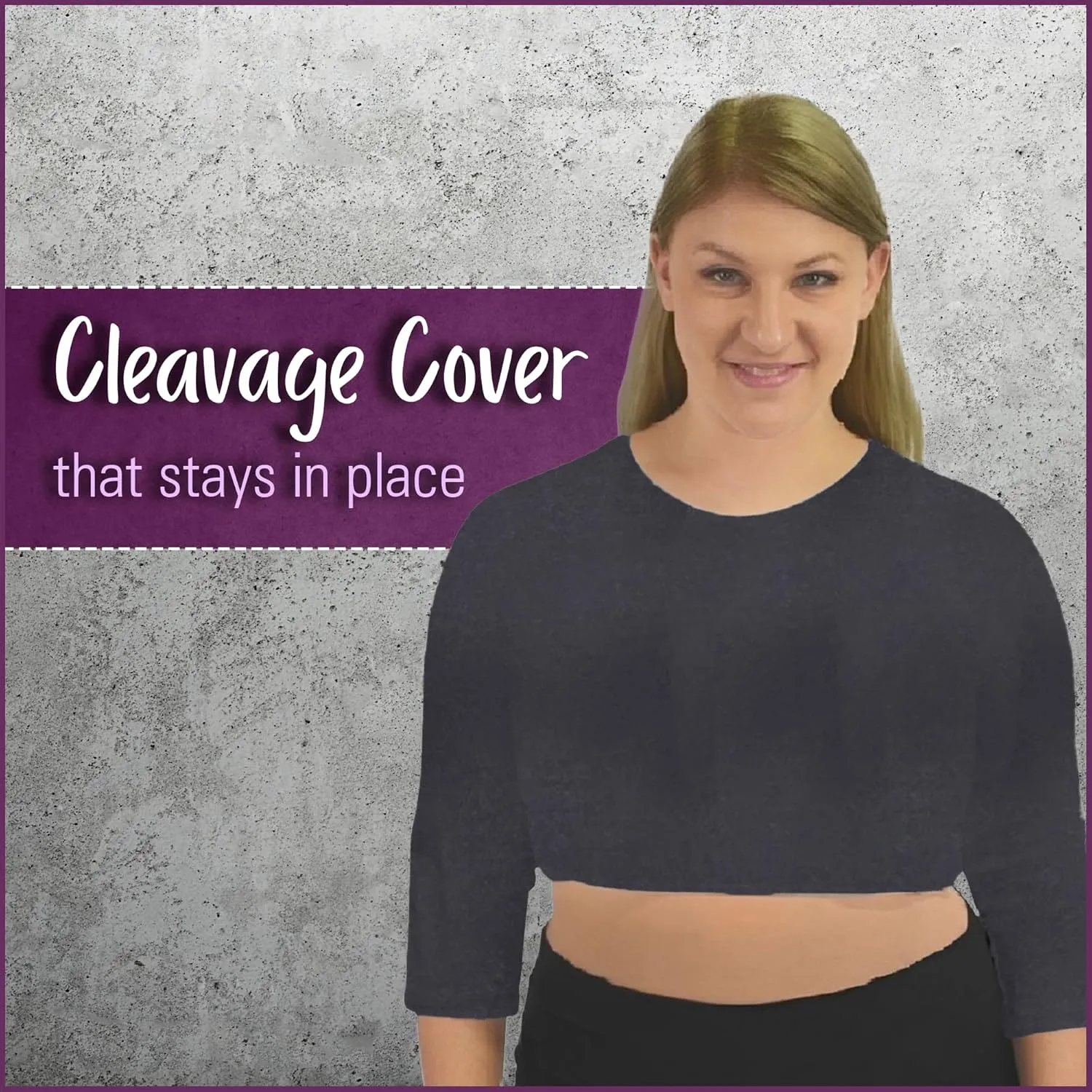 Kosher Casual Women's Modest High Neck Cropped Layering Shell - Viscose Spandex 3-4 Sleeve Base Pullover Top