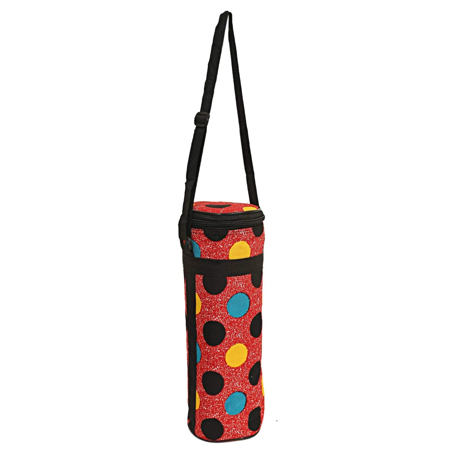 Kuber Industries Circle Design Canvas Water Bottle Cover, 1 Litre, Red
