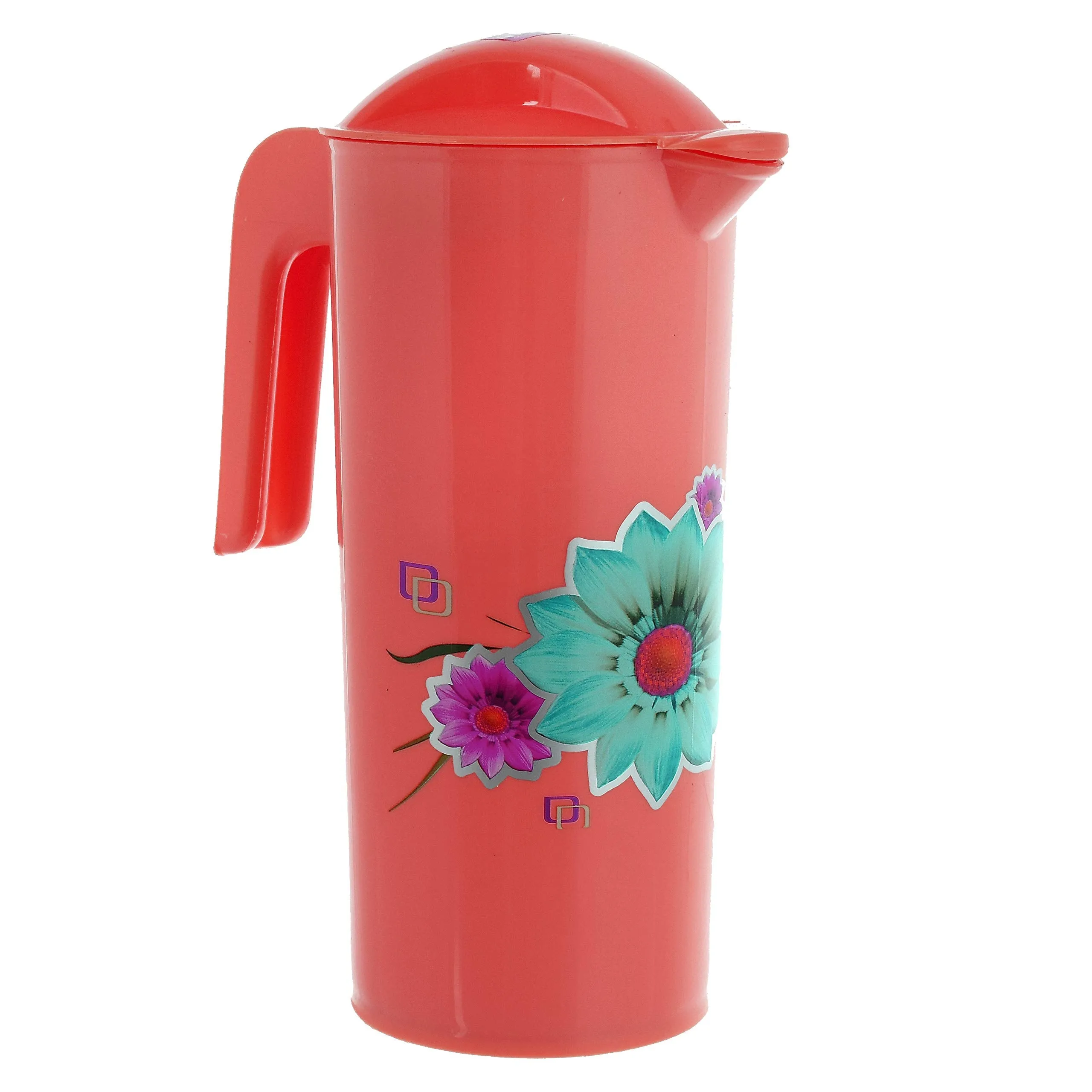 Kuber Industries Flower Design Plastic Water Jug with Lid with Attractive Brown Print, 2 Litre (Red) - (CTLTC043785)