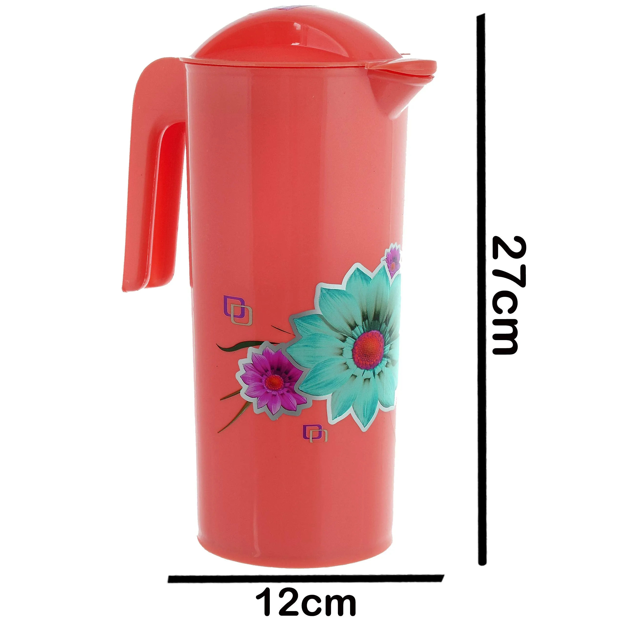 Kuber Industries Flower Design Plastic Water Jug with Lid with Attractive Brown Print, 2 Litre (Red) - (CTLTC043785)