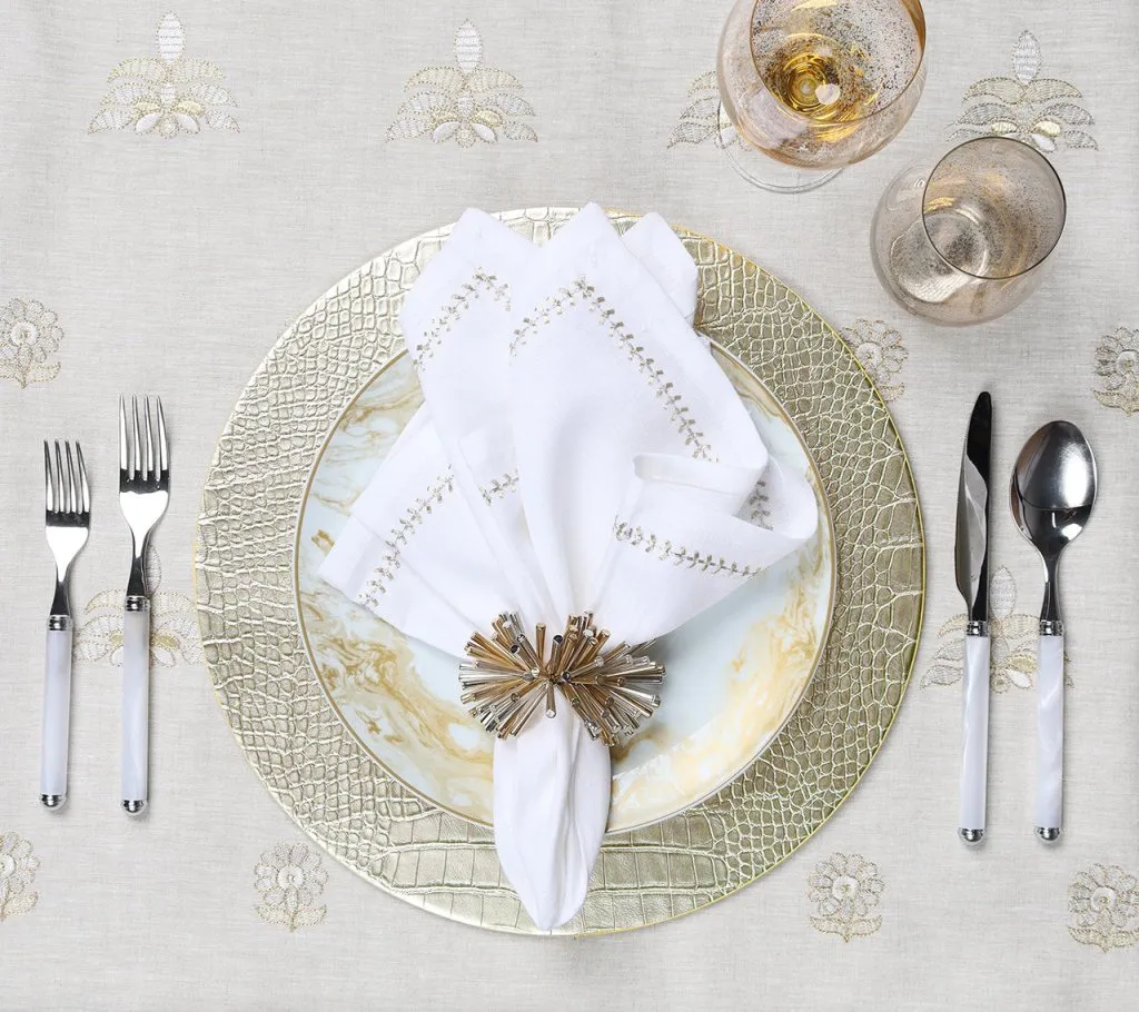 Lima Tablecloth in Natural, Gold & Silver