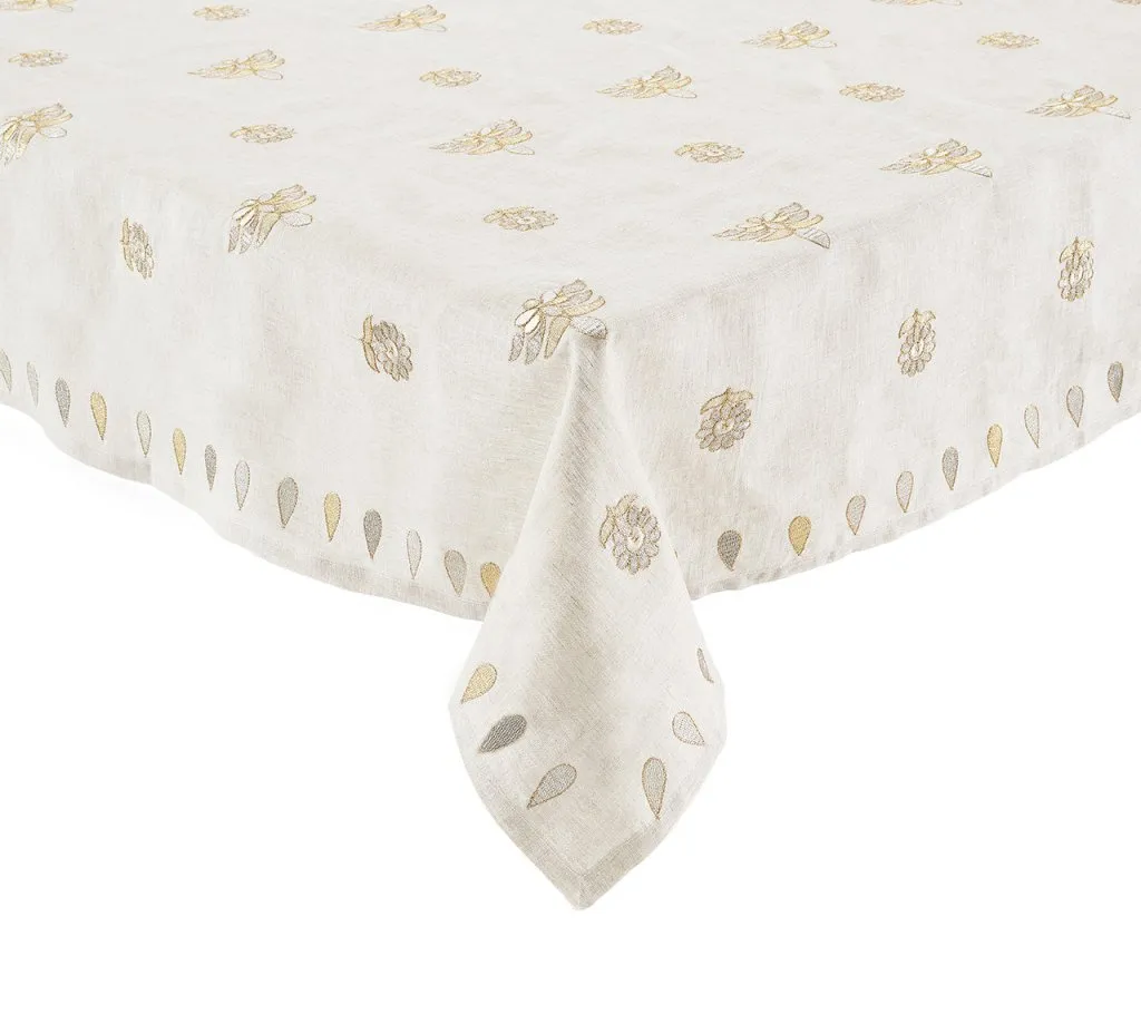 Lima Tablecloth in Natural, Gold & Silver