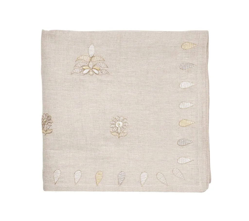 Lima Tablecloth in Natural, Gold & Silver