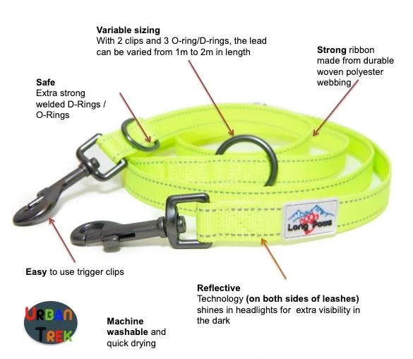 Neon Multi-Function Dog Training Lead Reflective | Hi Viz