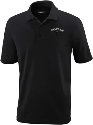 Performance Golf Tees Cristian Chaplain Cross Embroidery Polyester Short Sleeves Polo Shirts for Men Black Large