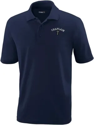 Performance Golf Tees Cristian Chaplain Cross Embroidery Polyester Short Sleeves Polo Shirts for Men Navy 2X Large