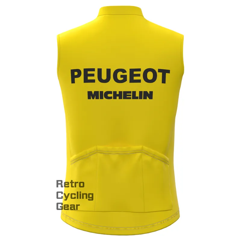 Peugeot Yellow 2 Fleece Retro Cycling Vest