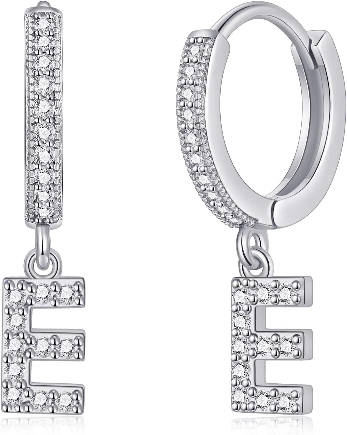 SANNYRA Initial Hoop Earrings for Women, 14K Gold Silver Rose Gold Plated CZ Letter Hypoallergenic Stud Earring Gifts