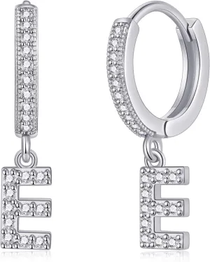 SANNYRA Initial Hoop Earrings for Women, 14K Gold Silver Rose Gold Plated CZ Letter Hypoallergenic Stud Earring Gifts