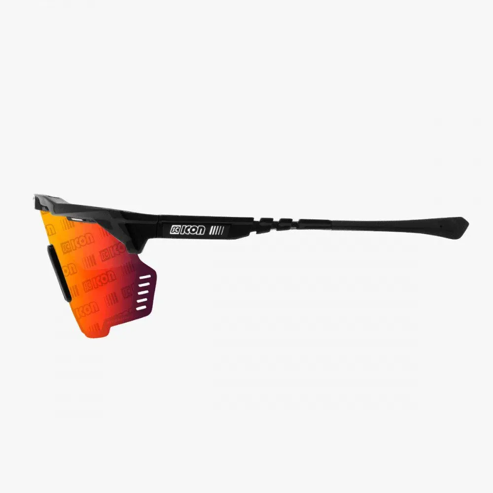 SCICON Aeroshade Kunken Monogram Eyewear - Black Gloss/Multimirror Red