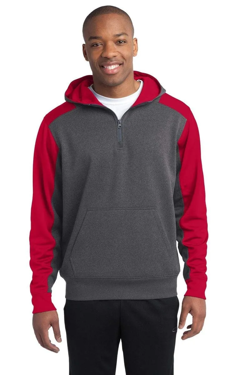 Sport-Tek ST249: Tech Fleece Colorblock 1/4-Zip Hooded Sweatshirt