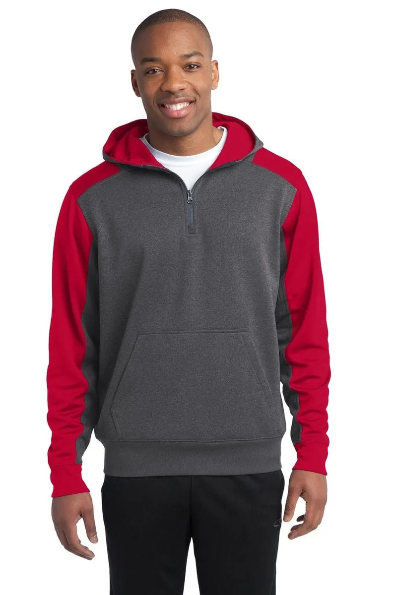 Sport-Tek ST249: Tech Fleece Colorblock 1/4-Zip Hooded Sweatshirt