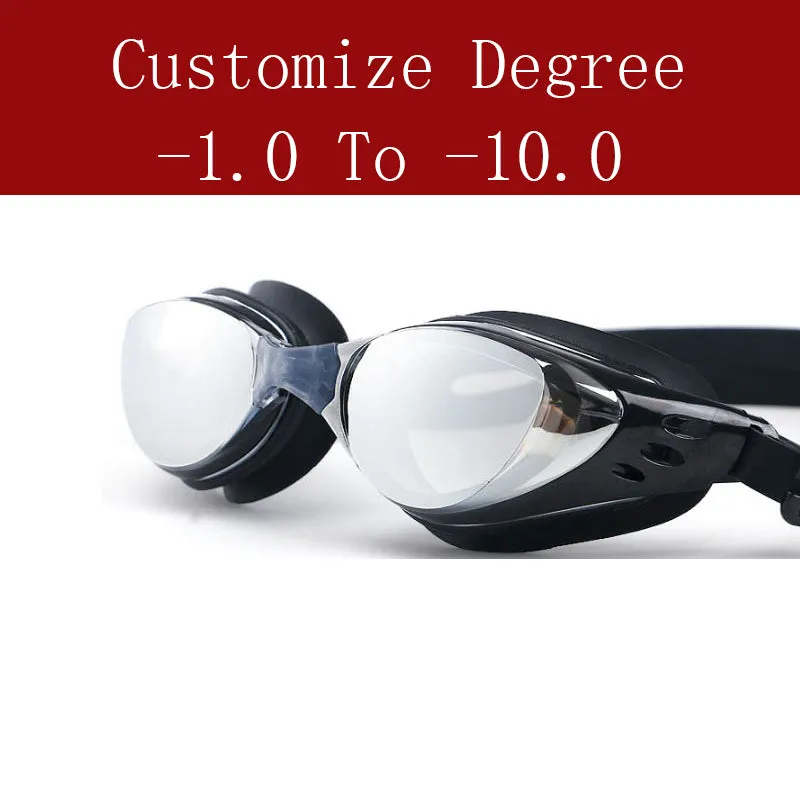 Swimming Glasses Men Women -1.0~-10 Waterproof Anti-Fog Arena Prescription Swim Eyewear Water Silicone  Diving Goggles