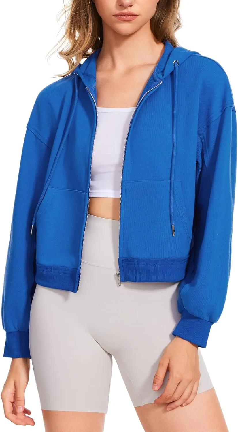 Taurus Womens Cropped Zip Up Hoodies Long Sleeve Lightweight Jacket with Pockets Hooded Sweatshirt Fashion Outfits