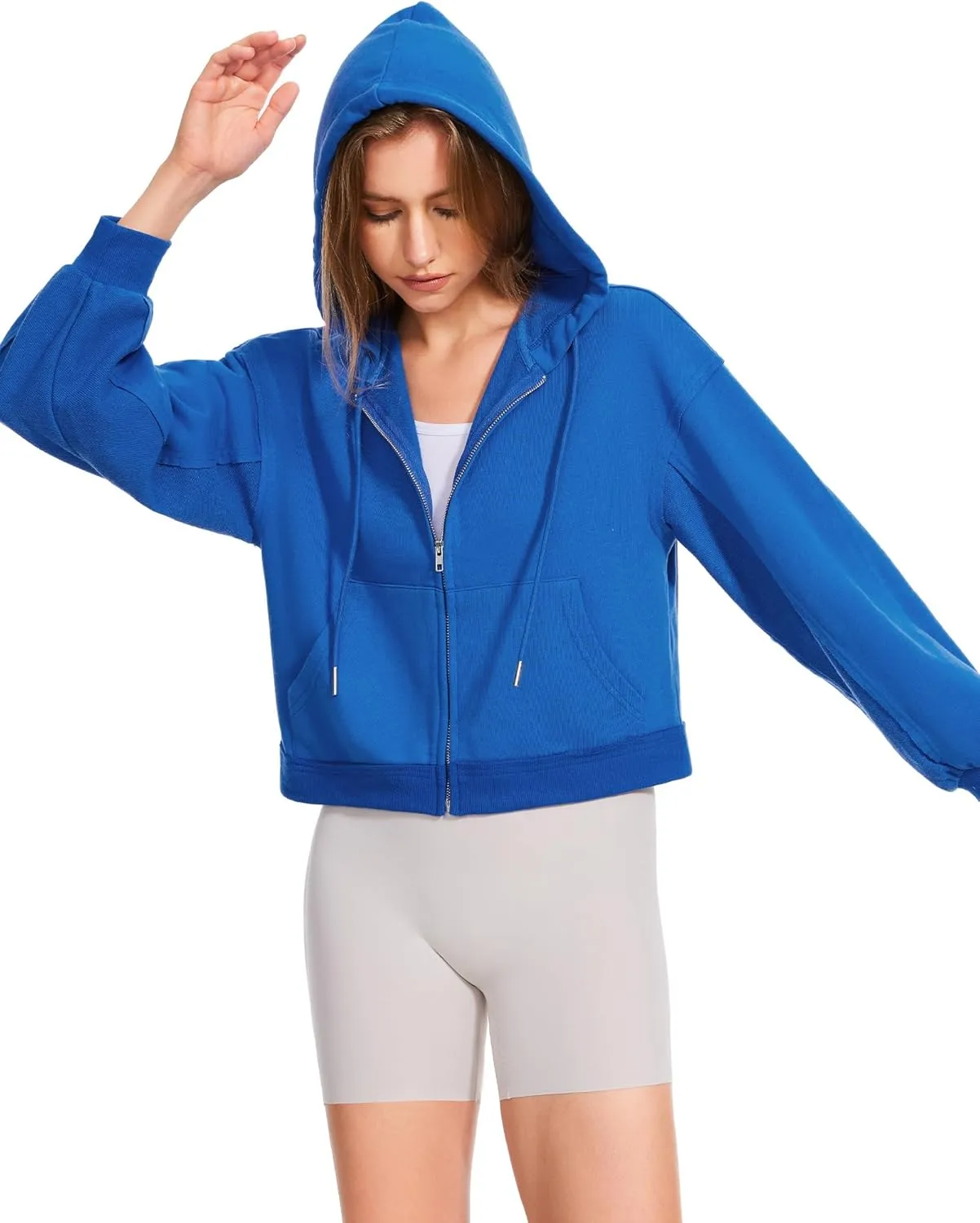 Taurus Womens Cropped Zip Up Hoodies Long Sleeve Lightweight Jacket with Pockets Hooded Sweatshirt Fashion Outfits