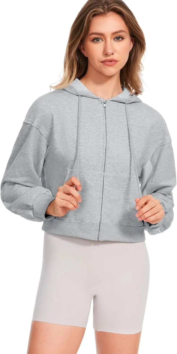 Taurus Womens Cropped Zip Up Hoodies Long Sleeve Lightweight Jacket with Pockets Hooded Sweatshirt Fashion Outfits