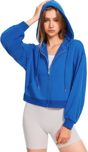 Taurus Womens Cropped Zip Up Hoodies Long Sleeve Lightweight Jacket with Pockets Hooded Sweatshirt Fashion Outfits
