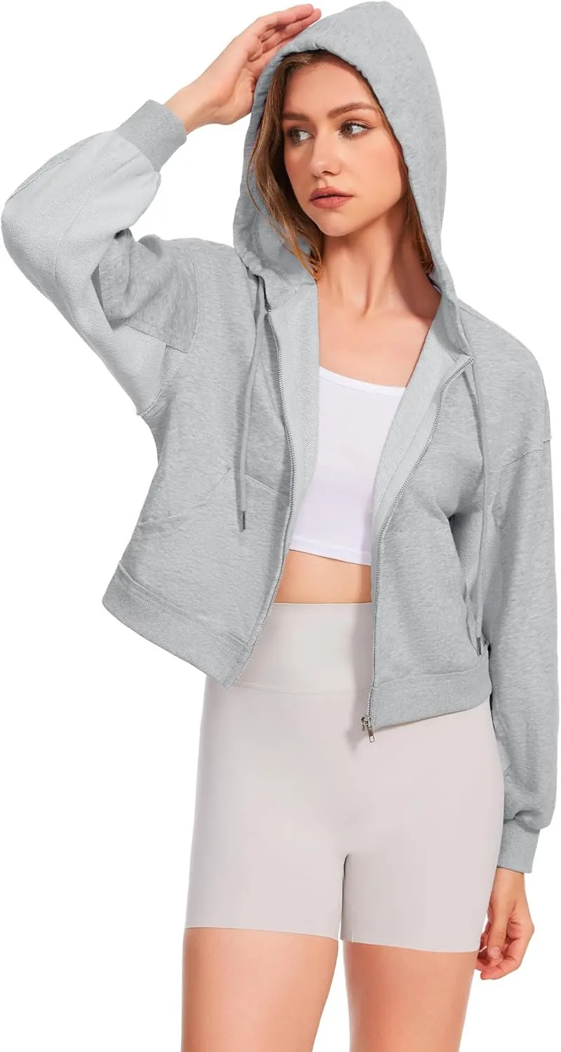 Taurus Womens Cropped Zip Up Hoodies Long Sleeve Lightweight Jacket with Pockets Hooded Sweatshirt Fashion Outfits