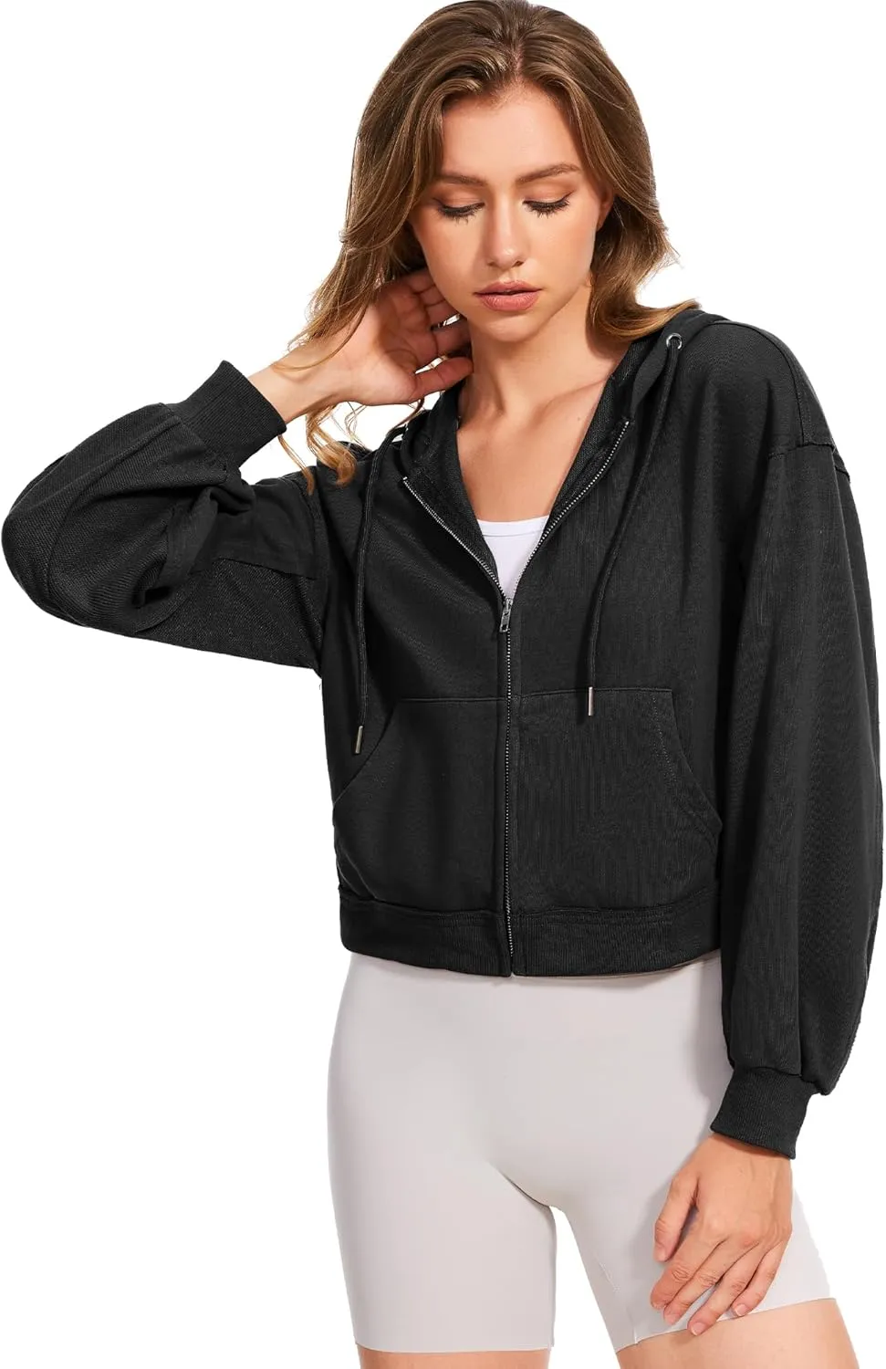Taurus Womens Cropped Zip Up Hoodies Long Sleeve Lightweight Jacket with Pockets Hooded Sweatshirt Fashion Outfits