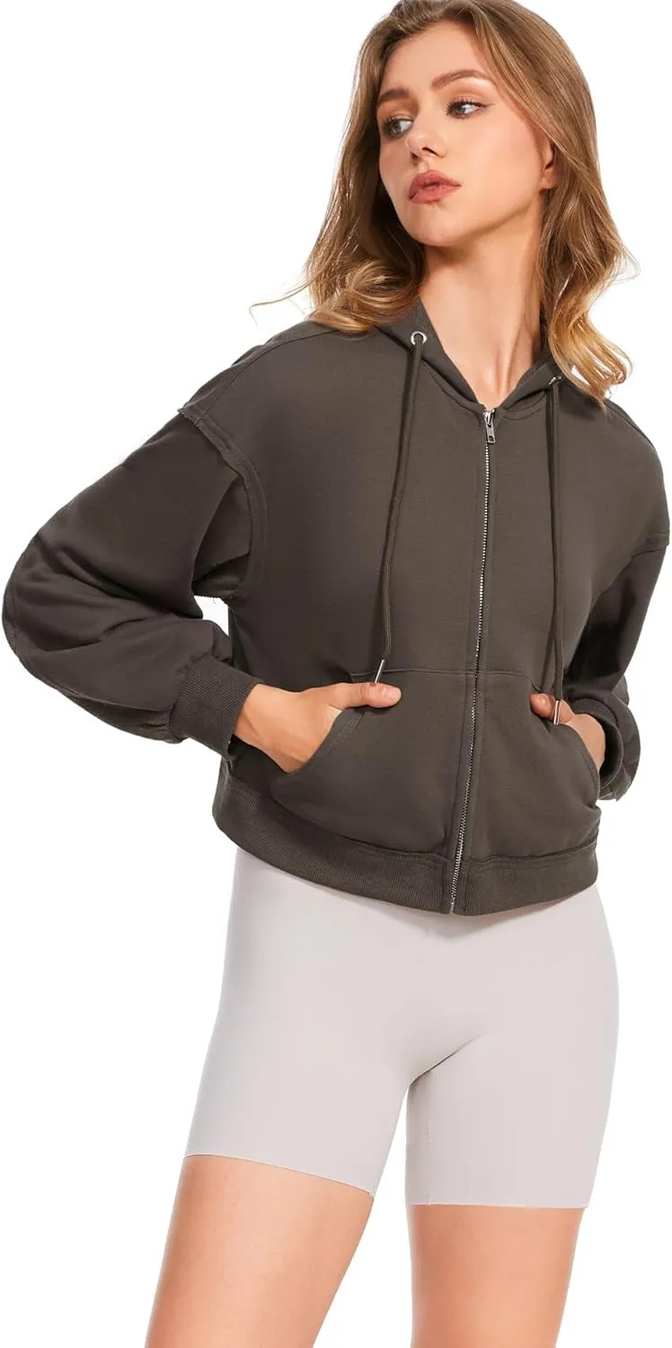 Taurus Womens Cropped Zip Up Hoodies Long Sleeve Lightweight Jacket with Pockets Hooded Sweatshirt Fashion Outfits
