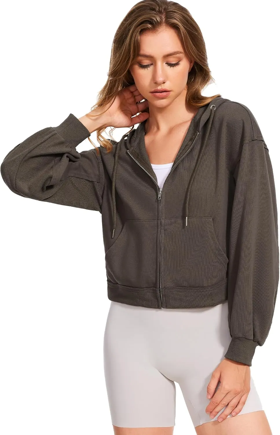 Taurus Womens Cropped Zip Up Hoodies Long Sleeve Lightweight Jacket with Pockets Hooded Sweatshirt Fashion Outfits