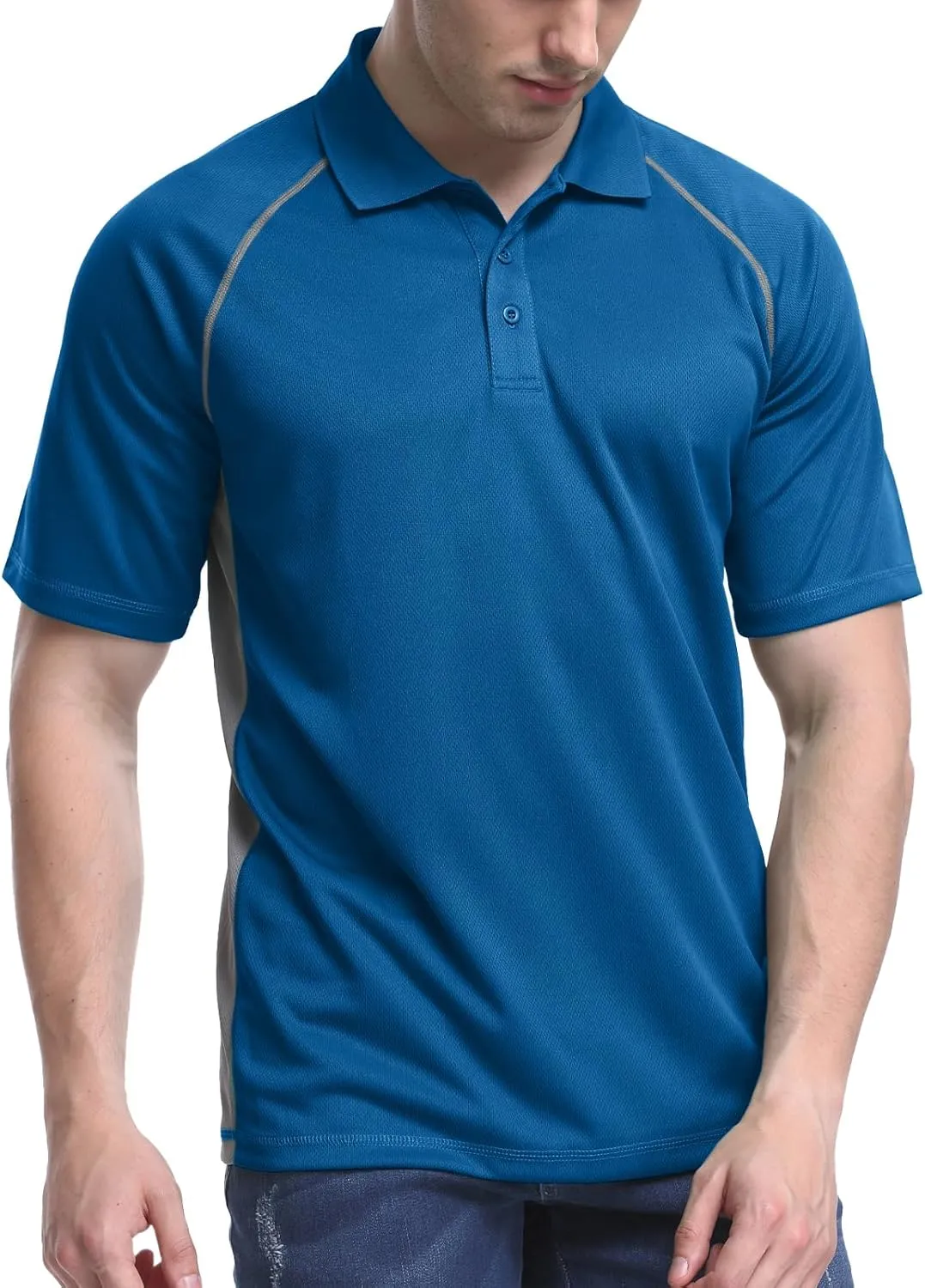 TIHEEN Golf Shirts for Men,Short Sleeve Moisture Wicking Proformance Big & Tall Polo Shirts