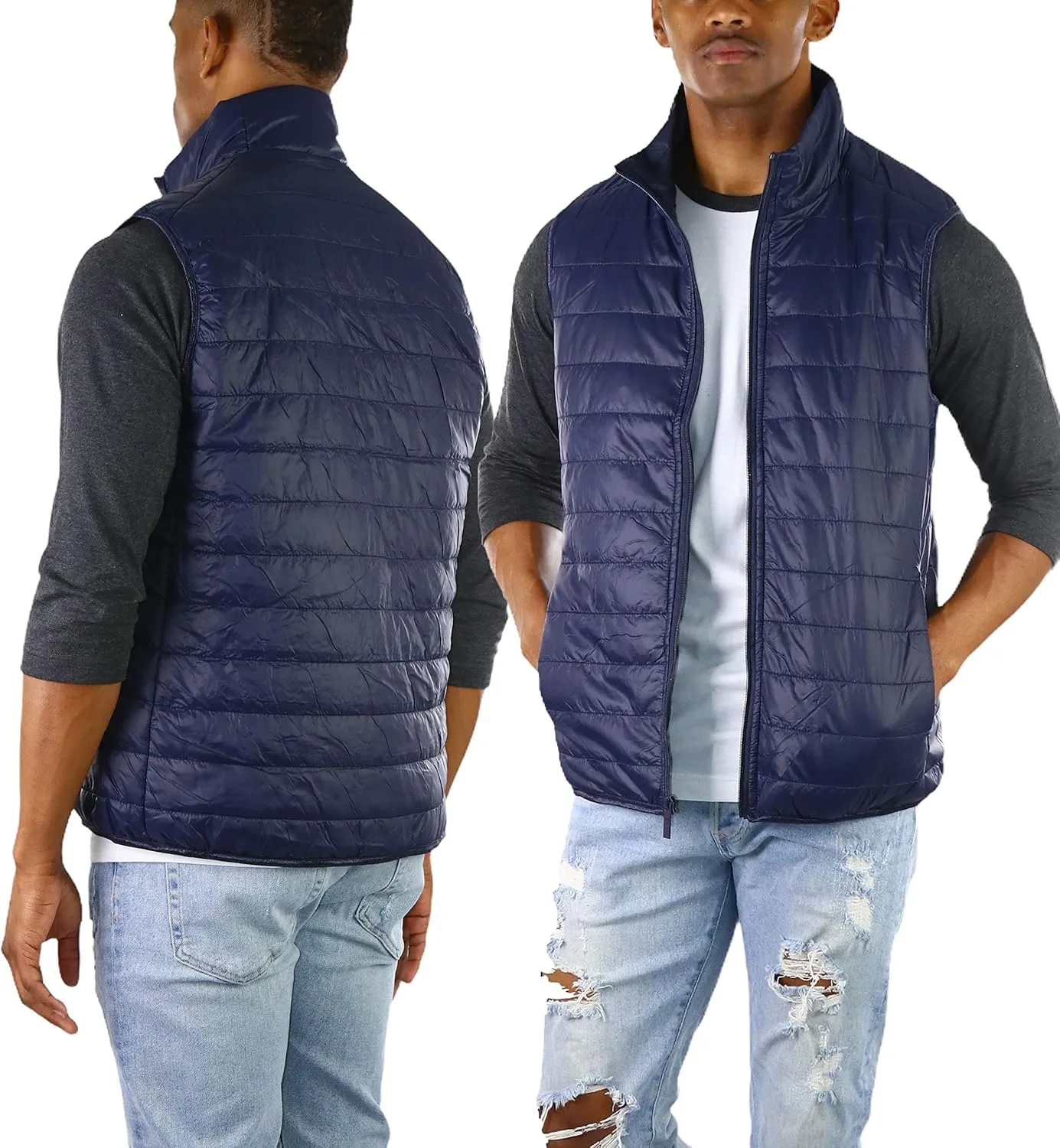 ToBeInStyle Men's Lightweight Layering Insulating Zip Up Puffer Vest