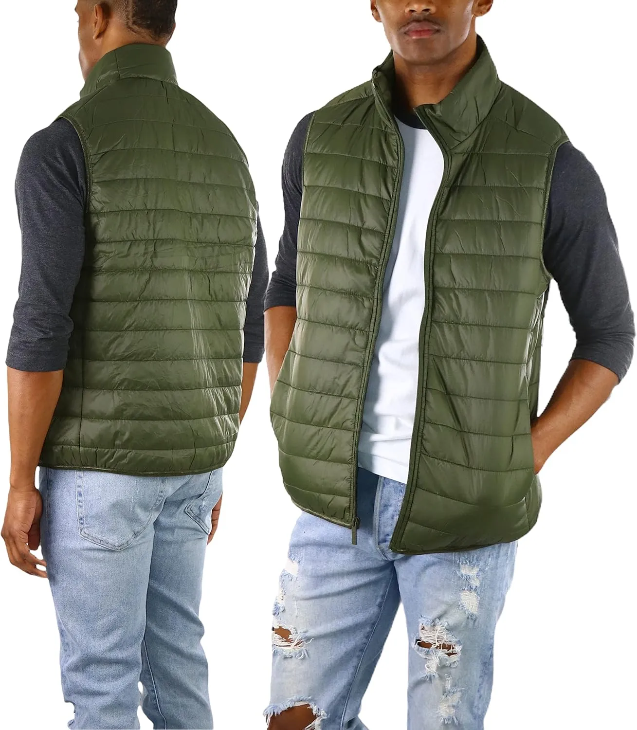 ToBeInStyle Men's Lightweight Layering Insulating Zip Up Puffer Vest