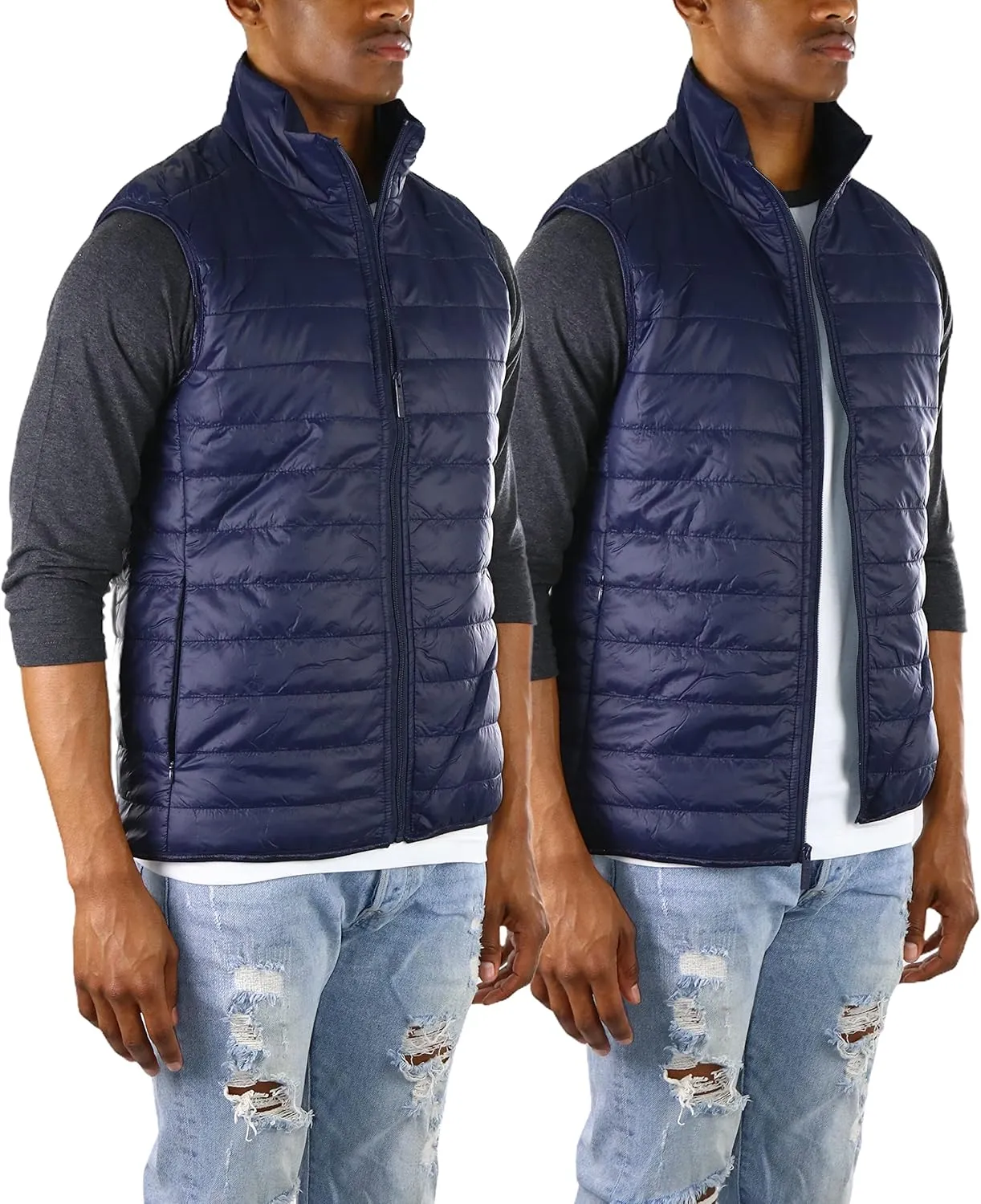 ToBeInStyle Men's Lightweight Layering Insulating Zip Up Puffer Vest