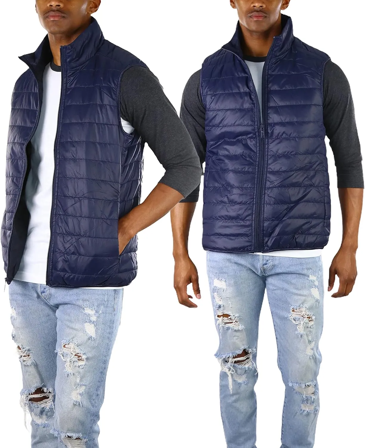 ToBeInStyle Men's Lightweight Layering Insulating Zip Up Puffer Vest
