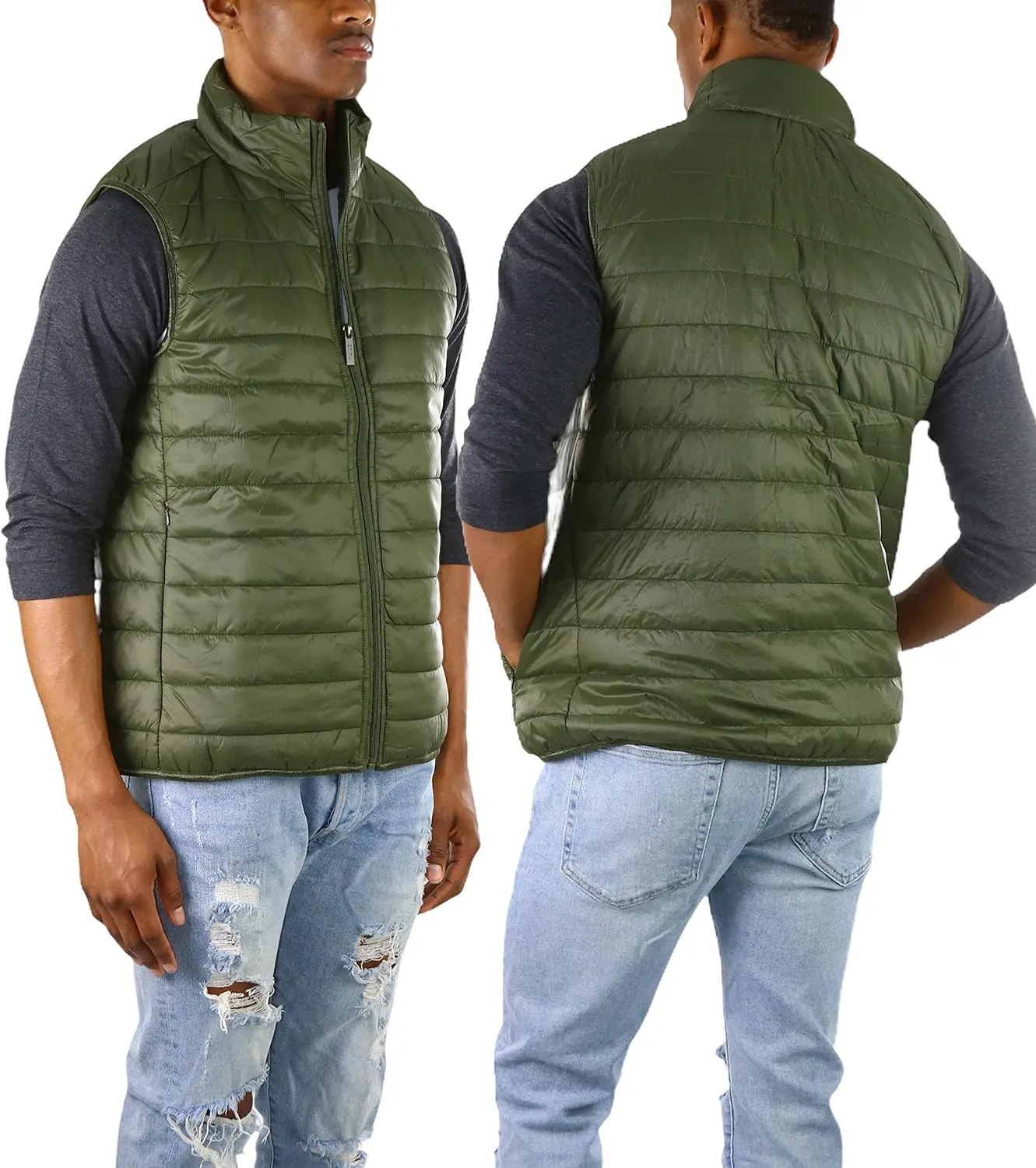 ToBeInStyle Men's Lightweight Layering Insulating Zip Up Puffer Vest