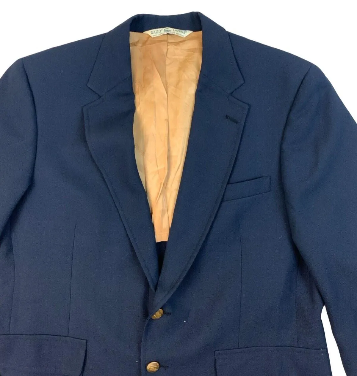 VINTAGE 1980s LACOSTE IZOD BLAZER NAVY BLUE SIZE 38R M