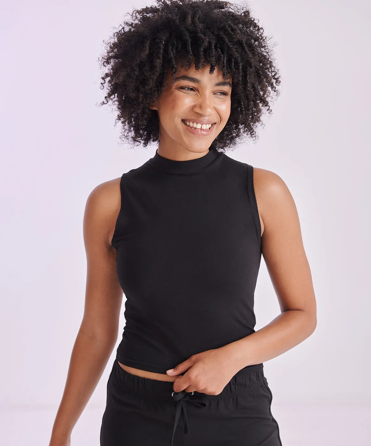 White - Women's high neck crop vest
