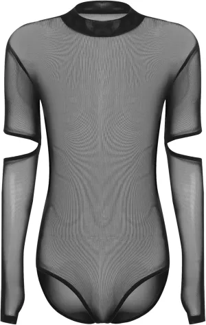 Womens Ballroom Dance Bodysuit Latin Ballet Dance Mesh Bodysuit Sheer Mesh Leotard Dancewear