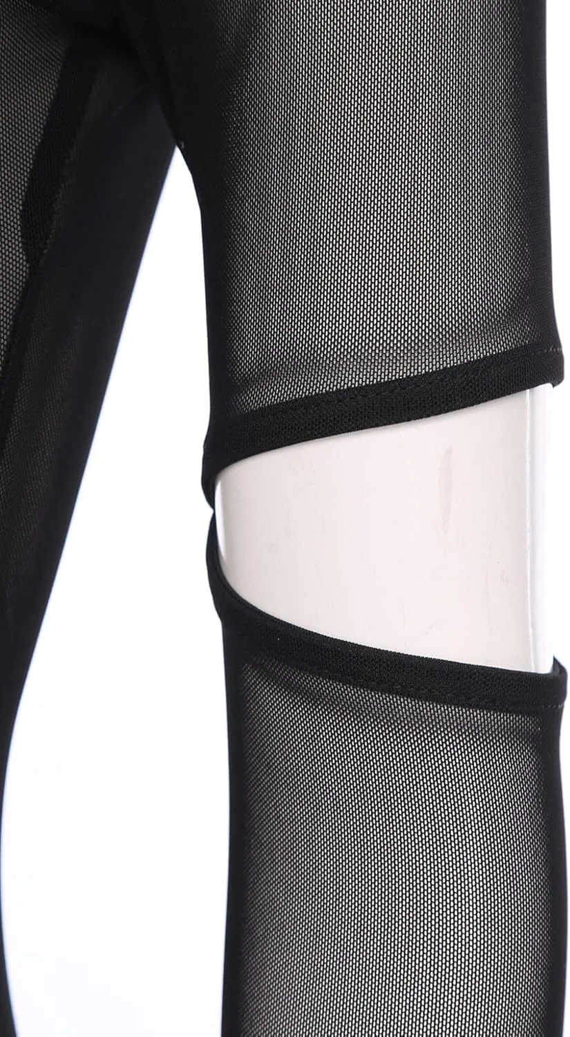 Womens Ballroom Dance Bodysuit Latin Ballet Dance Mesh Bodysuit Sheer Mesh Leotard Dancewear