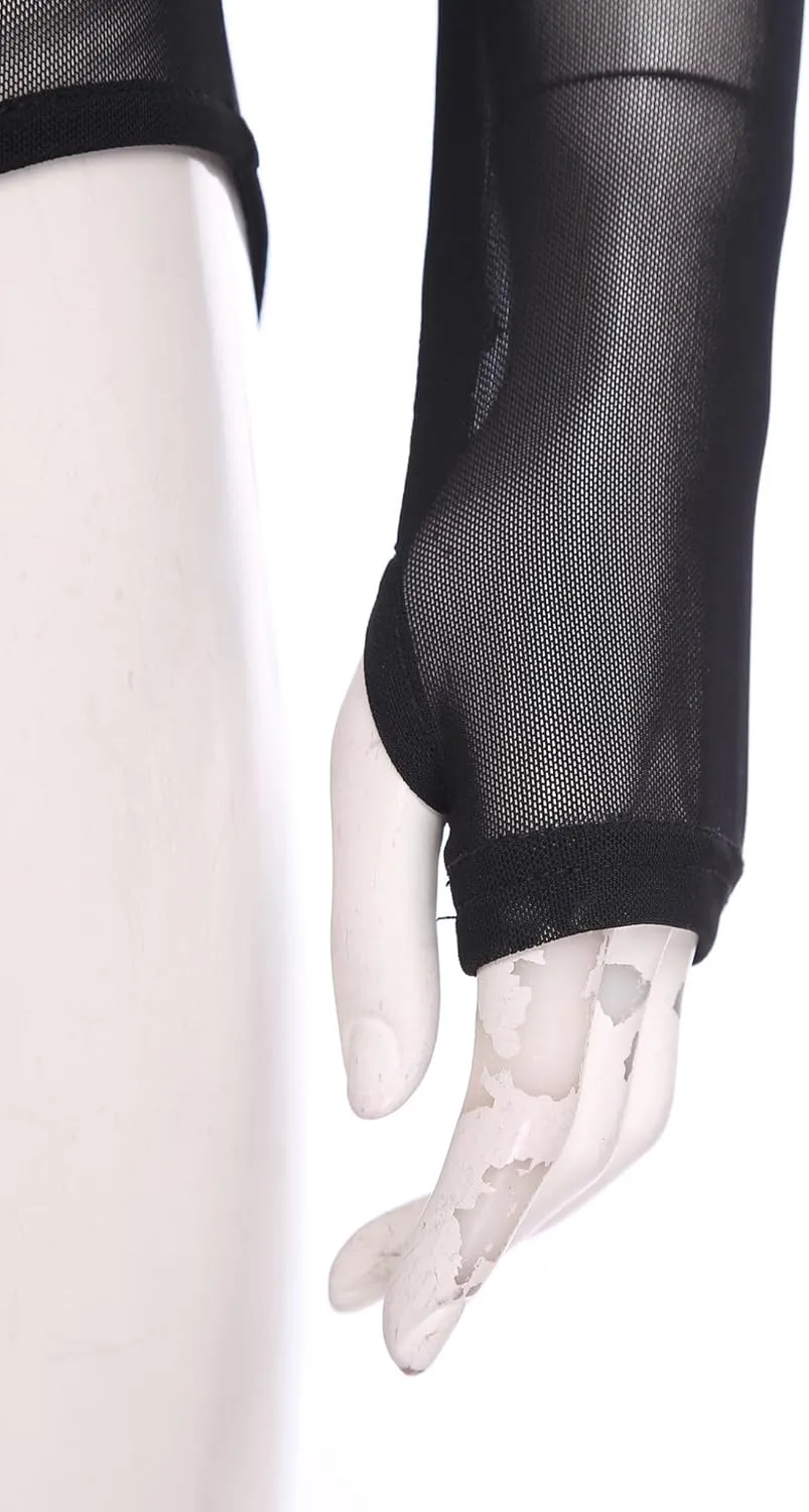 Womens Ballroom Dance Bodysuit Latin Ballet Dance Mesh Bodysuit Sheer Mesh Leotard Dancewear